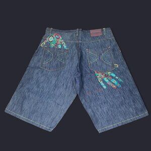 Dark Coogi “Hand in, hand out” pocket embroidery design jorts